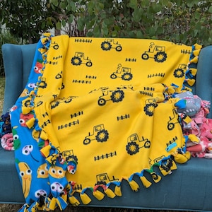 Tractors, Veggies, MONSTER...Oh My! No Sew Fleece Blanket