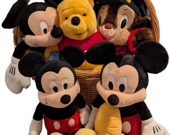 Peluche clásico de Mickey Mouse o Winnie the Pooh, vintage, de principios de la década de 2000