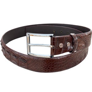 1.5&quot; Brown Genuine Alligator Horn Exotic Leather Skin Men&#39;s Belt With Removable Rivet Screw Buckle/ Golf Belt/ Gift For Him/ Birthday Gift
