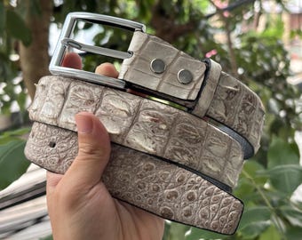 Echte leren riem van alligatorhoorn: afneembare gesp, exotische stijl