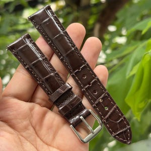 Brown Handmade Real Alligator Belly Leather Skin Quick Release Watch Strap/ Replacement Leather Watch Band Size 18mm 19mm 20mm 21mm 22mm