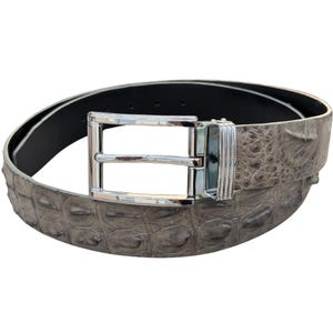 1.5&quot; Gray Genuine Alligator Horn Exotic Leather Skin Men&#39;s Belt With Pin Buckle/ Golf Belt/ Gift For Him/ Birthday Gift/ Men Work Belt