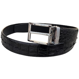 1.5&quot; Black Genuine Alligator Horn Exotic Leather Skin Men&#39;s Belt With Pin Buckle/ Golf Belt/ Gift For Him/ Birthday Gift/ Xmas Gift