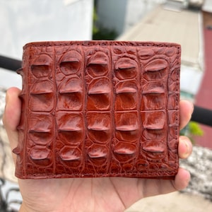 Double Sides Cognac Alligator Echte Hoorn Lederen Huid Portemonnee Heren Portemonnee/Premium Exotische Lederen Portemonnee/Verjaardagscadeau Heren