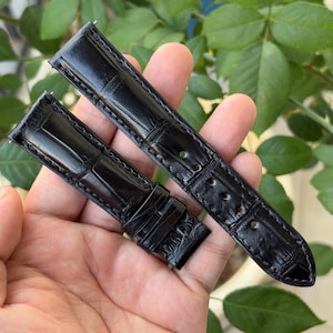 Black Handmade Real Alligator Belly Leather Skin Quick Release Watch Strap/ Replacement Leather Watch Band Size 18mm 19mm 20mm 21mm 22mm