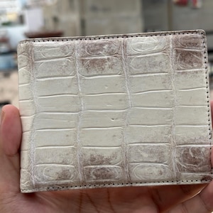 両面ホワイトアリゲーター本革ベリーレザーメンズ二つ折り財布（大容量）/プレミアムレザーウォレット/誕生日プレゼント男性