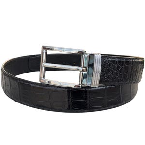 1.5&quot; Black Genuine Alligator Belly Exotic Leather Skin Men&#39;s Belt With Pin Buckle/ Golf Belt/ Gift For Him/ Birthday Gift/ Xmas Gift