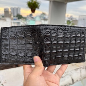 Double Sides Black Alligator Echte Hoorn Lederen Huid Portemonnee Heren Portemonnee/Premium Exotische Lederen Portemonnee/Verjaardagscadeau Heren