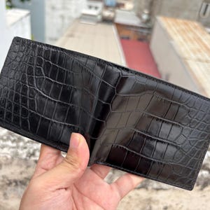 Double Sides Black Alligator Echte Buikleer Skin Mannen Portemonnee/Premium Exotische Lederen Portemonnee/Verjaardagscadeau Heren