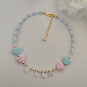 Collar con nombre colorido para niños, collar con nombre y letra de nácar, collar de cuentas para niños, regalo para niños pequeños, regalos de cumpleaños para niños