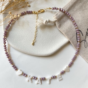 Collar con nombre para niños pequeños, collar con nombre de nácar lecklace, regalo de cumpleaños para niñas, collar con nombre hecho a mano para niños, regalos de Pascua para niños