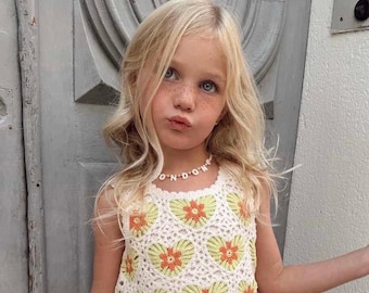 Kids Custom name necklace, mother of Pearl letter name necklace, kids bright beaded necklace, Christmas gift for little girls, birthday gift