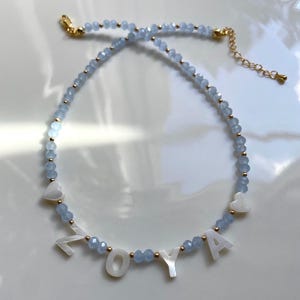 Collar con nombre personalizado, collar personalizado, collar con nombre de nácar, collares hechos a mano para niños, collar hecho a mano, collar de cuentas