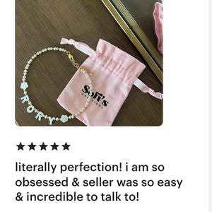 Toddler Custom name necklace, mother of Pearl letter name necklace, kids beaded necklace, Easter gift for girls, children’s birthday gift image 8