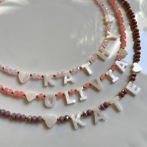 personalized name necklace, birthday gift for little girls, bright beaded necklace, colourful name necklace for kids, Easter gift for kids