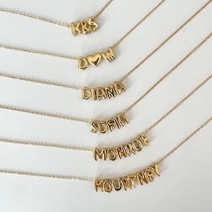 Personalized Tiny Balloon Initial Name Necklace, Mini Name Necklace, Minimalist Necklace, Personalized Gift, Gift for her, Christmas Gift