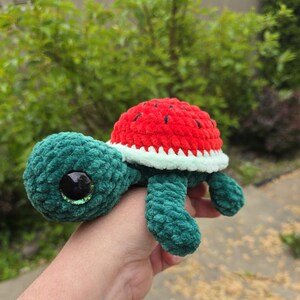 Crochet Watermelon Turtle: Handmade Amigurumi Plushie