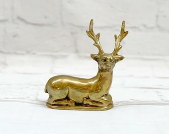 Bronze Solid Brass Amber Figurine Old Moose Elk IronWork Statuette 