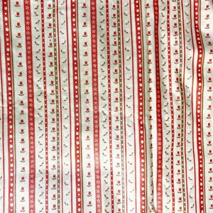 Vintage 70s Cream Rust Striped Calico Floral Print Cotton Fabric Sheet Remnant 206” x 54” Bohemian Hippie Country