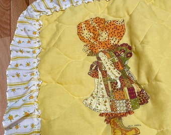RARE Vintage 70s Holly Hobbie Curtains Twin Bedspread Pillow Sham