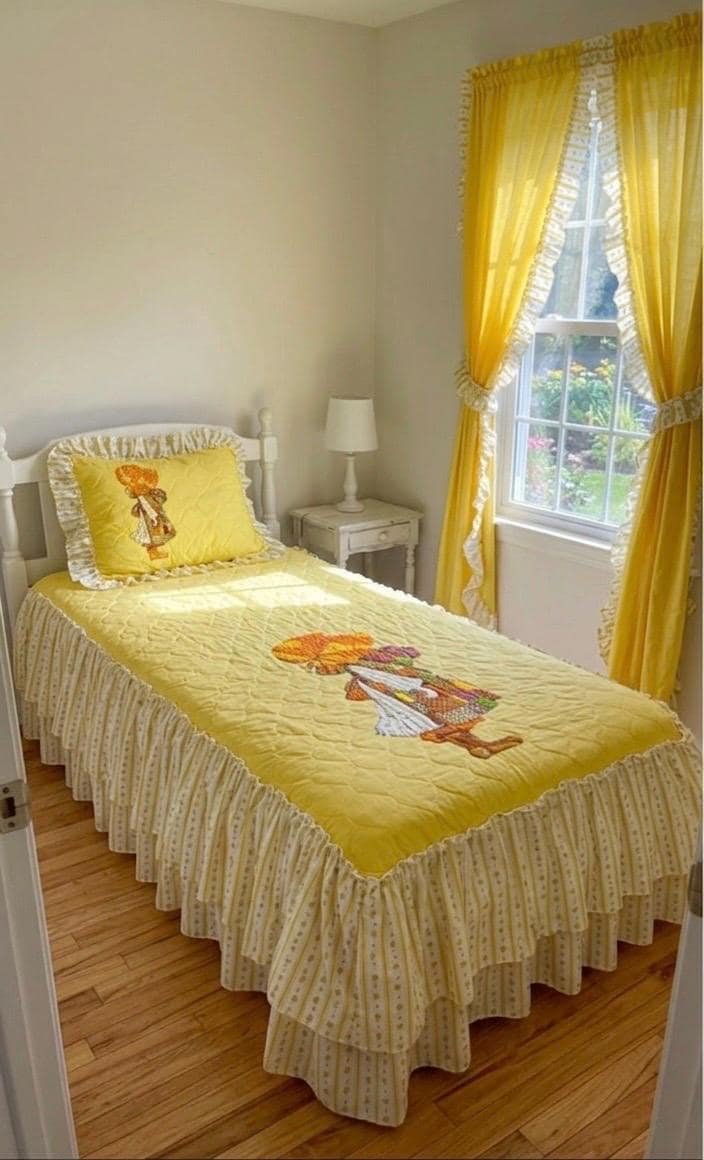 ホリーホビー　ヴィンテージ　カーテン RARE Vintage 70s Holly Hobbie Curtains Twin Bedspread Pillow Sham