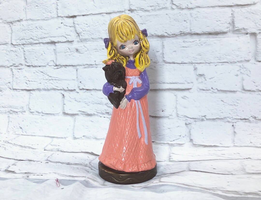 Vintage 60s Big Eyes Statue Ceramic Figurine Mod Prairie Girl Etsy