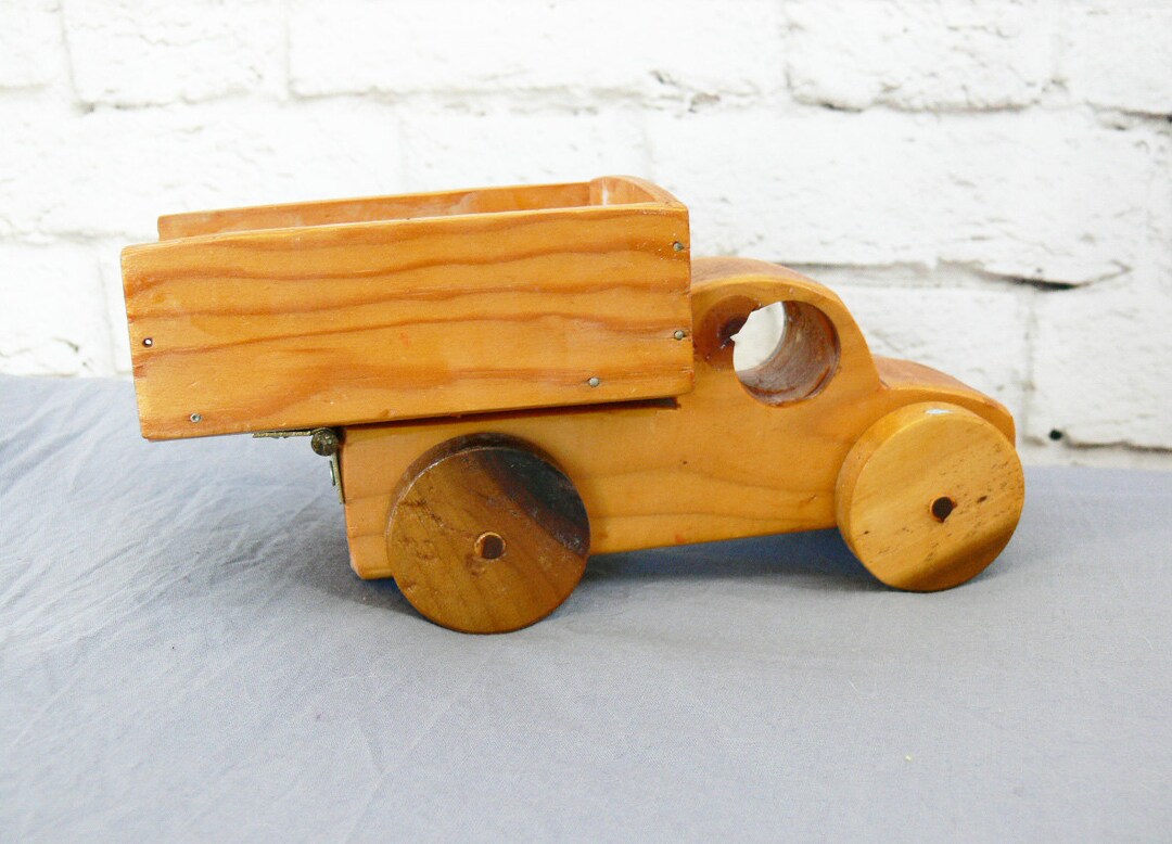 Vintage Wood Roller Toy Dump Truck Hand Carved Primitive - Etsy