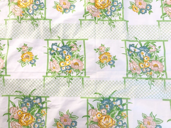 Vintage 60s Country Garden Trellis Floral Print Flat Twin Bed | Etsy