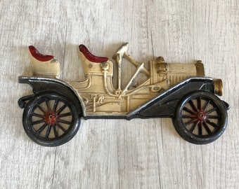 希少品！70sアメリカアンティーク1970年汽車の鉄製壁掛け　USAヴィンテージ Vintage 70s 3pc 1900s Style Cars Wall Hanging Art Painted Metal