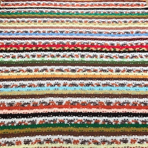 Large 92” Vintage 70s Rainbow Colors Striped Afghan Blanket Throw Coverlet Full Twin Bedding Novelty Abstract