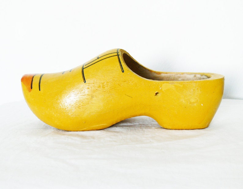 Vintage Dutch Yellow Traditional Farmer Clogs 22 Painted Wood | Etsy