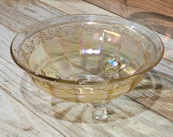 Vintage Carnival Glass Flower Bowl, Vintage Glass Bowl, Vintage Candy Dish, Iridescent Glass Bowl
