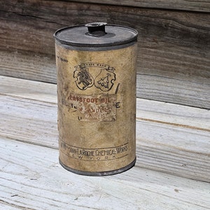 Neatsfoot Oil Can, Vintage Can Advertising, Vintage Labeled Can