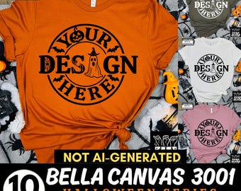 Bella Canvas 3001 Tshirt Halloween Mockup Bundle | BC 3001 T-Shirt Mock-up Bundle | Real Model | Fun Trendy Spooky Fall Halloween Shirt Mock