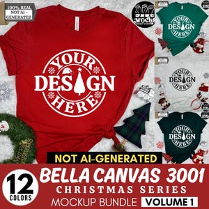Bella Canvas 3001 Tshirt Christmas Mockup Bundle Christmas Mockup Shirt Bella Canvas Shirt Soft Cream Shirt Mockup Mockup Christmas MockUp