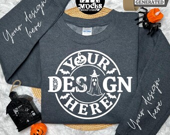 Gildan 18000 Dark Heather Sweatshirt Halloween Mockup, G18000 Crewneck Thanksgiving Collection, Trendy Fall Mockup,Popular Unisex Sweatshirt