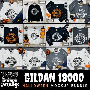 Gildan 18000 Halloween Mockup Bundle, G18000 Crewneck Thanksgiving Collection, Trendy Fall Shop Bundle, Popular Unisex Sweatshirt Mock-ups