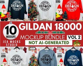 Gildan 18000 Sweatshirt Christmas Mockup Bundle | G180 Crewneck Mock-up Bundle | Real Model Mock | Cozy Casual Holiday Christmas Aesthetic
