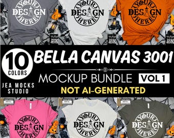 Bella Canvas 3001 Tshirt Halloween Mockup Bundle | BC 3001 T-Shirt Mock-up Bundle | Real Model | Fun Trendy Spooky Fall Halloween Shirt Mock