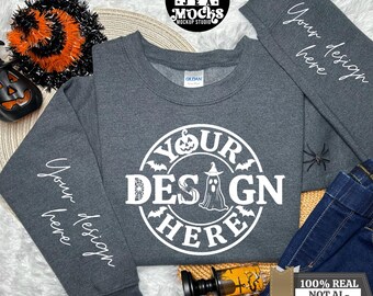 Gildan 18000 Dark Heather Sweatshirt Halloween Mockup, G18000 Crewneck Thanksgiving Collection, Trendy Fall Mockup,Popular Unisex Sweatshirt