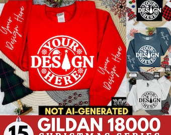 Gildan 18000 Sweatshirt Christmas Mockup Bundle | G180 Crewneck Mock-up Bundle | Real Model Mock | Cozy Casual Holiday Christmas Aesthetic