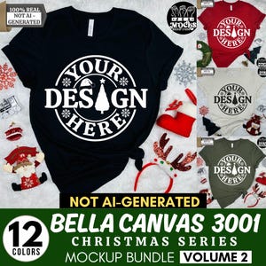 Bella Canvas 3001 Tshirt Christmas Mockup Bundle Christmas Mockup Shirt Bella Canvas Shirt Soft Cream Shirt Mockup Mockup Christmas MockUp