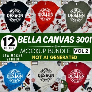Bella Canvas 3001 Tshirt Christmas Mockup Bundle Christmas Mockup Shirt Bella Canvas Shirt Soft Cream Shirt Mockup Mockup Christmas MockUp