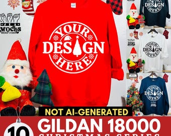 Gildan 18000 Sweatshirt Christmas Mockup Bundle | G180 Crewneck Mock-up Bundle | Real Model Mock | Cozy Casual Holiday Christmas Aesthetic