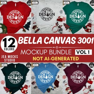 Bella Canvas 3001 Tshirt Christmas Mockup Bundle Christmas Mockup Shirt Bella Canvas Shirt Soft Cream Shirt Mockup Mockup Christmas MockUp