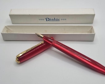 Conway Stewart 570 Dinkie Fountain Pen, Red Lumina Casein, 14ct Gold Nib, Boxed, Unused Old Stock