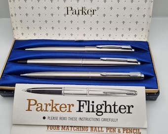 Vintage, 1960's Parker 45 Fountain Pen, Pencil and Ballpoint, Tripple Set, Mint Condition.