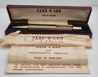Yard O Led Rolled Gold Propelling Pencil Barleycorn Engine Turned Boxed with Instructions Made in England Vintage