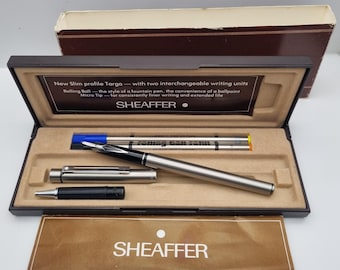 Sheaffer Targa 1001 Convertible Set | Fountain Pen and Rolling Ball | Slim Converter Included | Boxed with Outer Sleeve & Papers | 1978