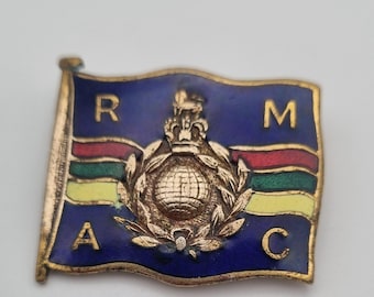 Extremely Rare, Royal Marine Corps, Angling competition badge, Enamel, Gilt, Pin Badge. Large, Made by L.Simpson London.